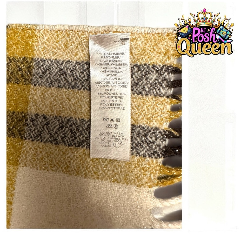 Burberry Plaid Cashmere Scarf in Yellow and Brown - Picture 5 of 11
